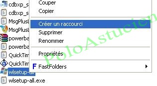 clic droit crer raccourci