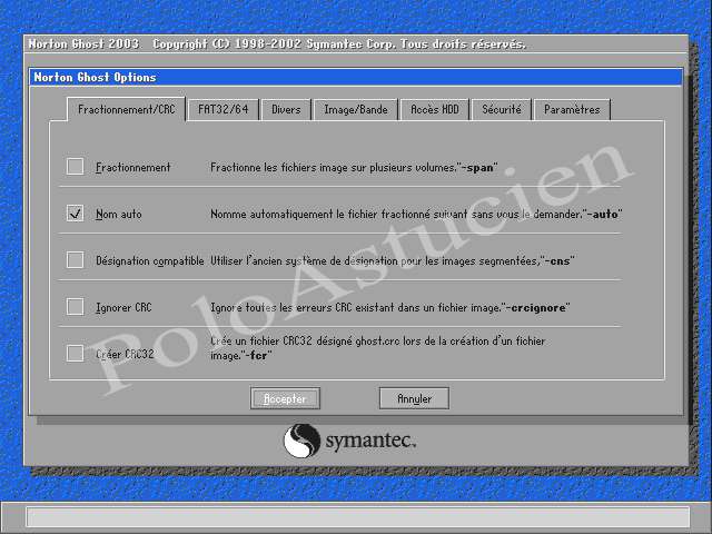 options onglet fractionnement\CRC