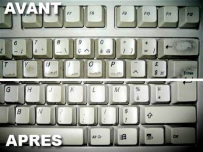 nettoyage clavier avant et après