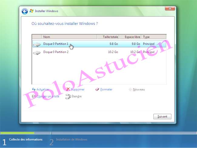 slection de la partition 1