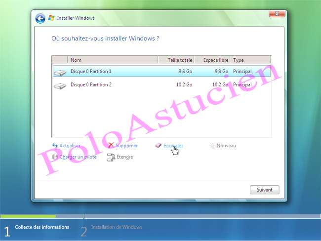 demande de formatage