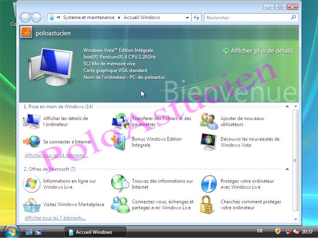 accueil windows intgral